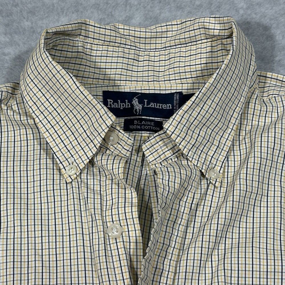 RALPH LAUREN‎  Yellow Checkered BUTTON SHIRT Size Large Blaire